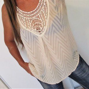 Maurices Tank Top White Crochet Size Small
